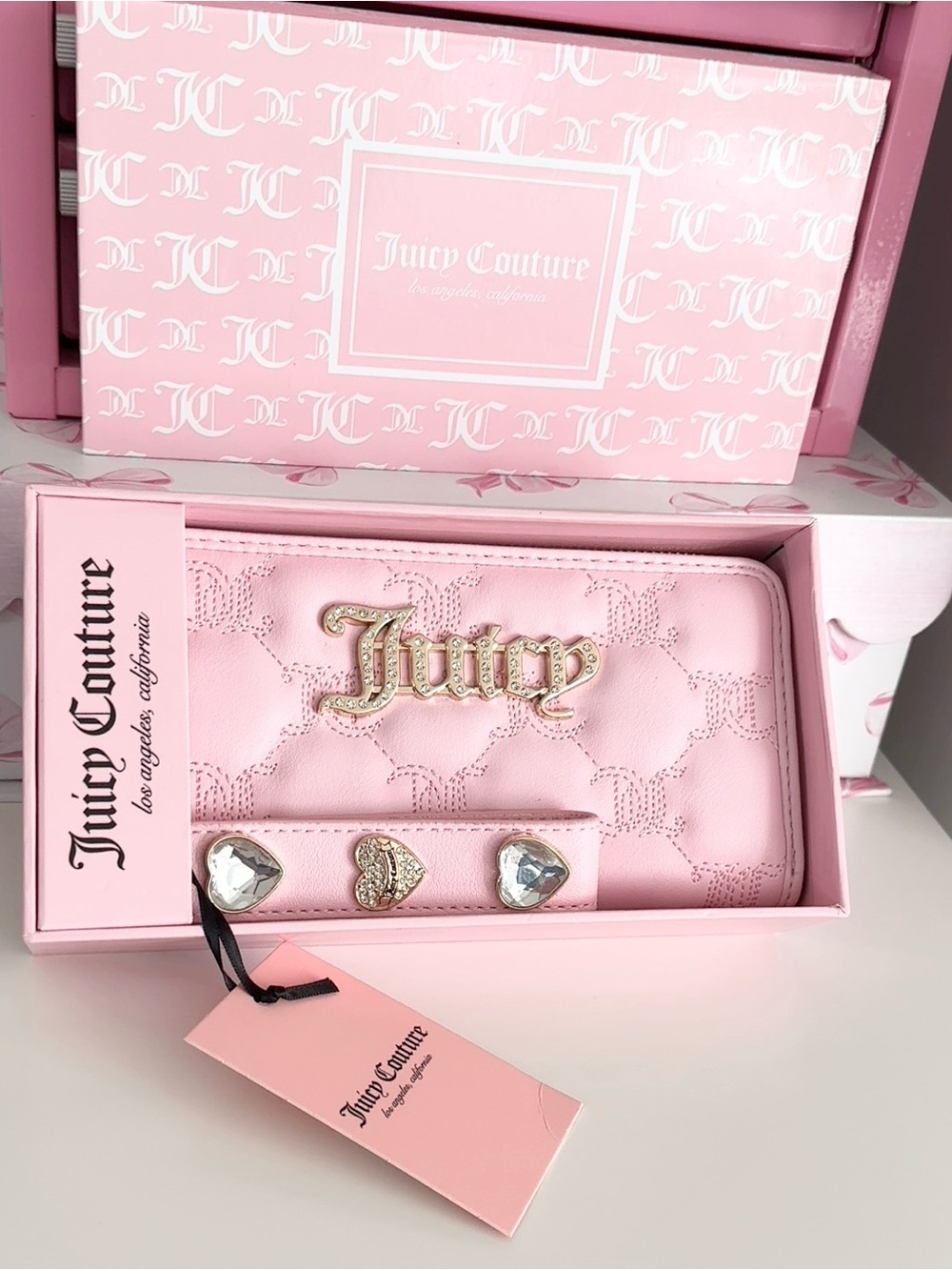 New! Juicy Couture Light Pink Starstruck Large Wristlet Wallet (Rare!)